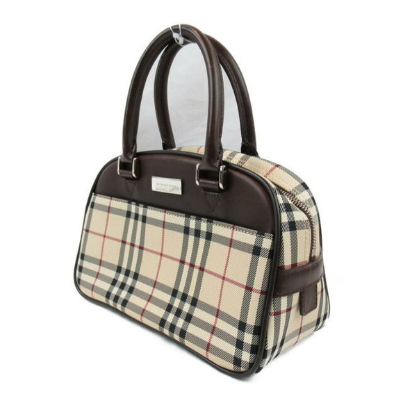 Burberry Nova Check Handbag Canvas Leather Beige Black Bag - Picture 3 of 10